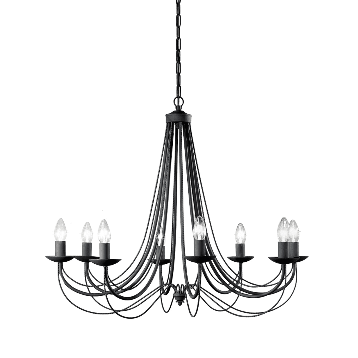 Franklite Philly 8 Light Ceiling Chandelier In Satin Black Finish FL2173/8
