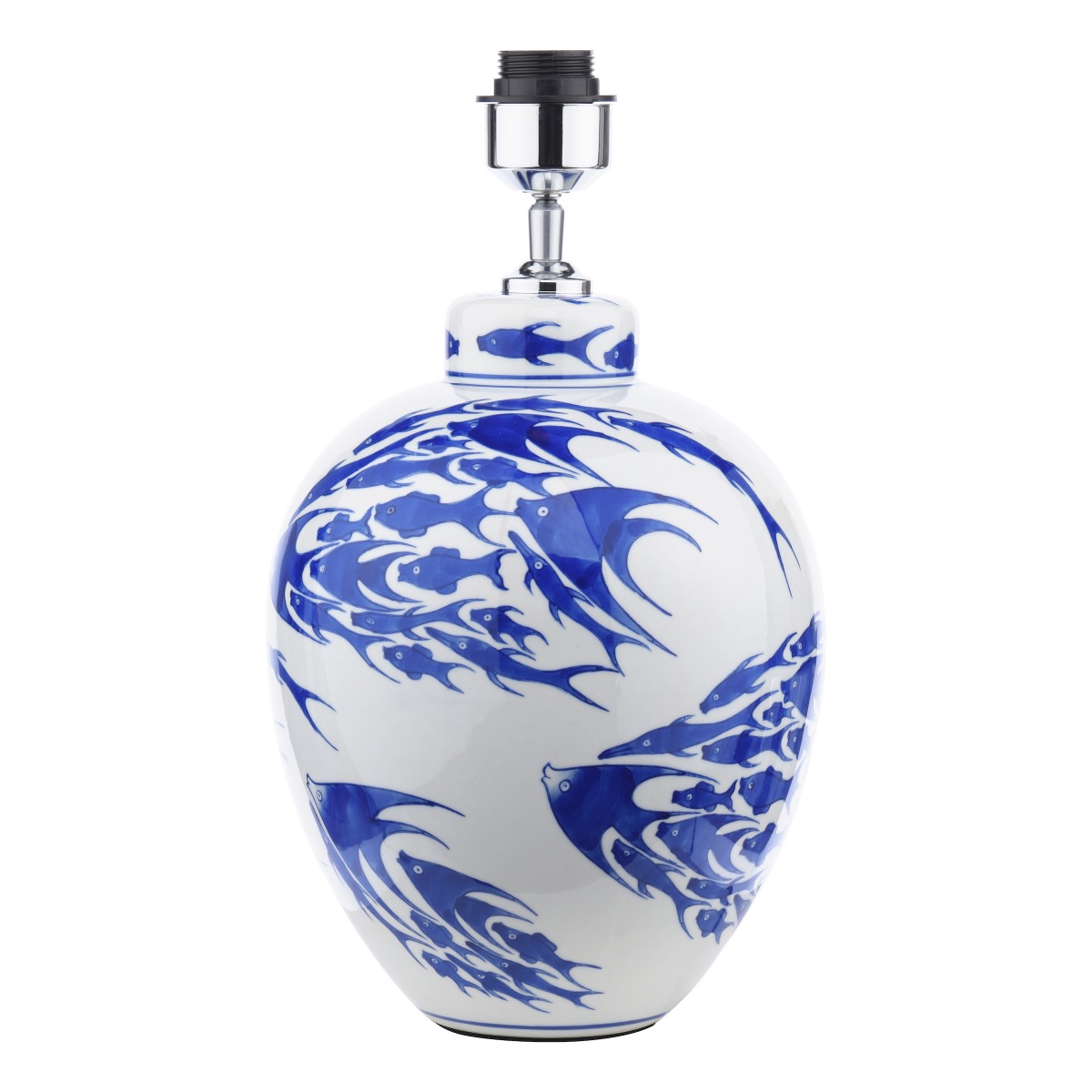 Dar Lighting Simone Ceramic Table Lamp In Blue With White Fish Pattern - Base Only