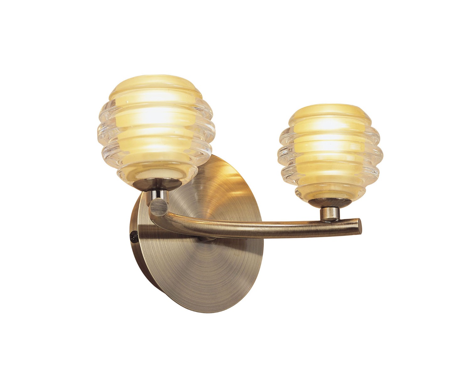 M8010 Sphere Antique Brass 2 Light Switched Wall Lamp