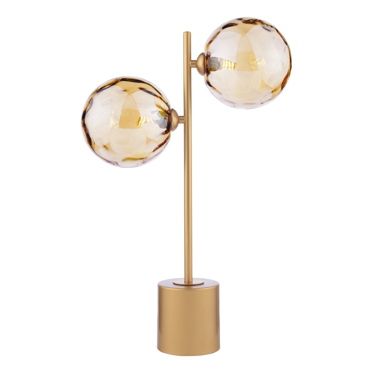 Dar Lighting Spiral 2 Light Table Lamp In Matt Gold Finish With Champagne Dimpled Glass