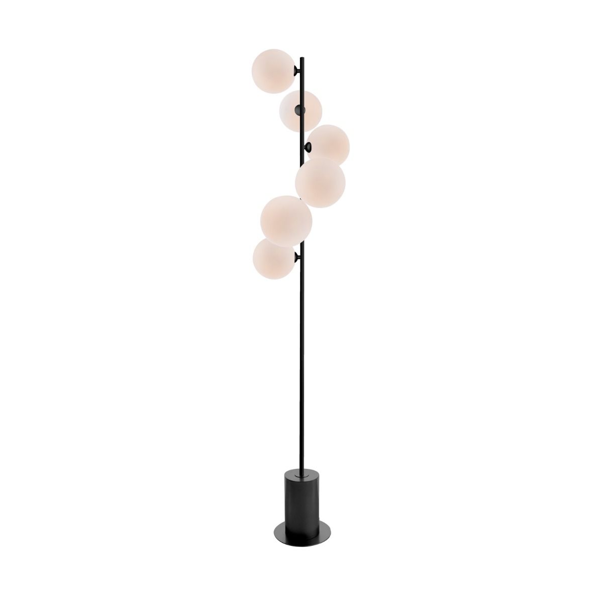 Dar Wisebuys Spiral 6 Light Floor Lamp In Matt Black With Large Opal Glass