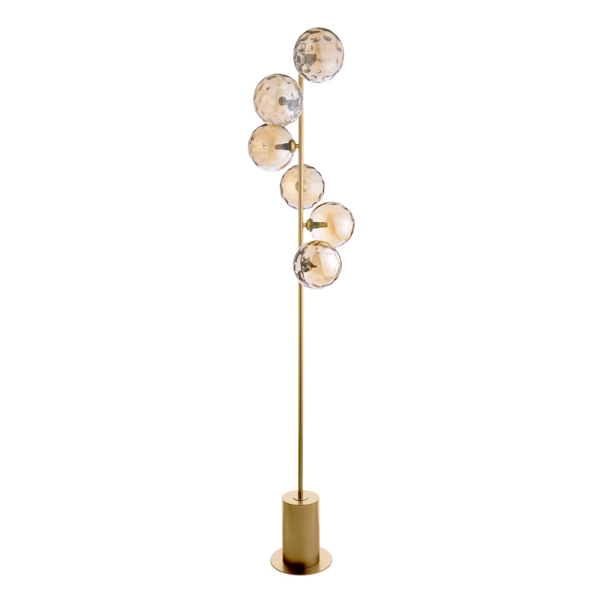 Dar Lighting Spiral 6 Light Floor Lamp In Matt Gold With Champagne Dimpled Glass