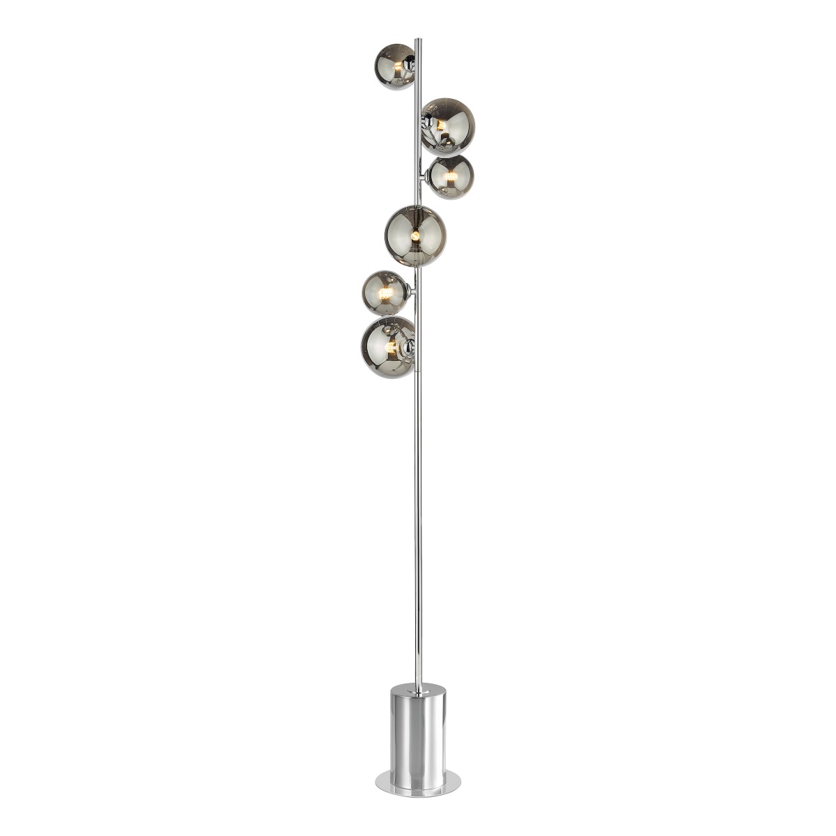 Dar Wisebuys Spiral 6 Light Floor Lamp In Polished Chrome With Smoked Glass