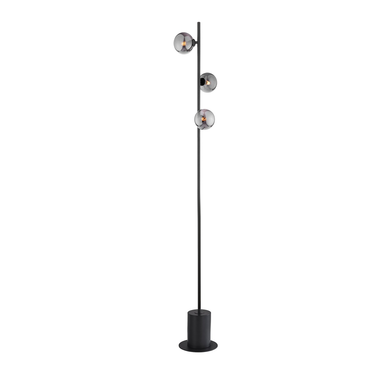 Dar Lighting Spiral 3 Light Floor Lamp In Matt Black With Smoked Glass
