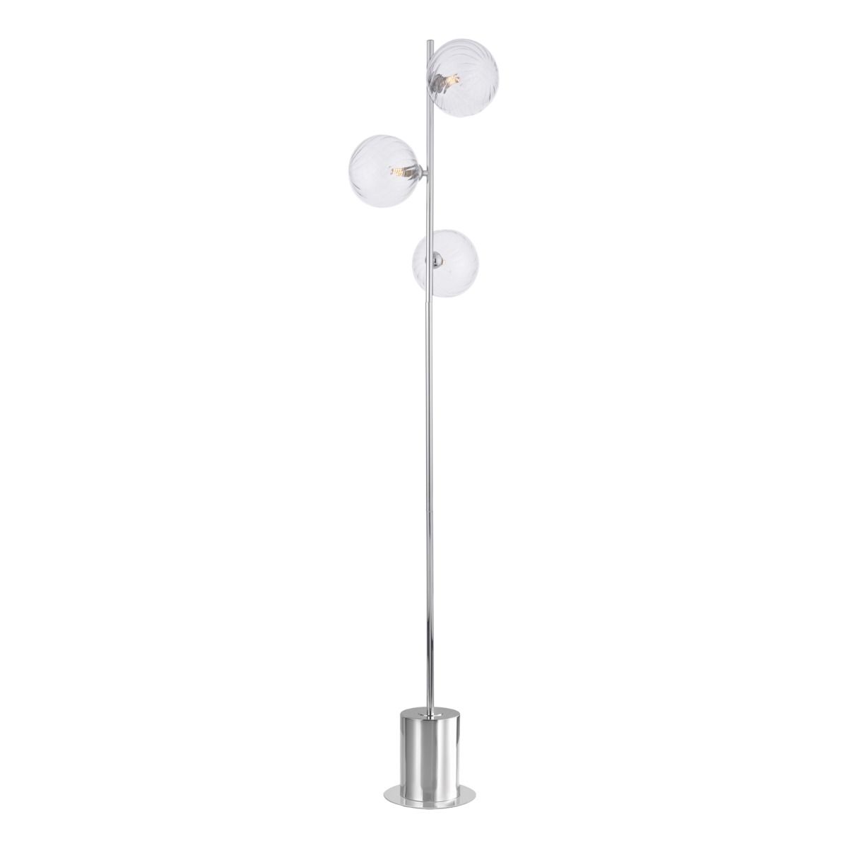 Dar Wisebuys Spiral 3 Light Floor Lamp In Polished Chrome With Twisted Glass