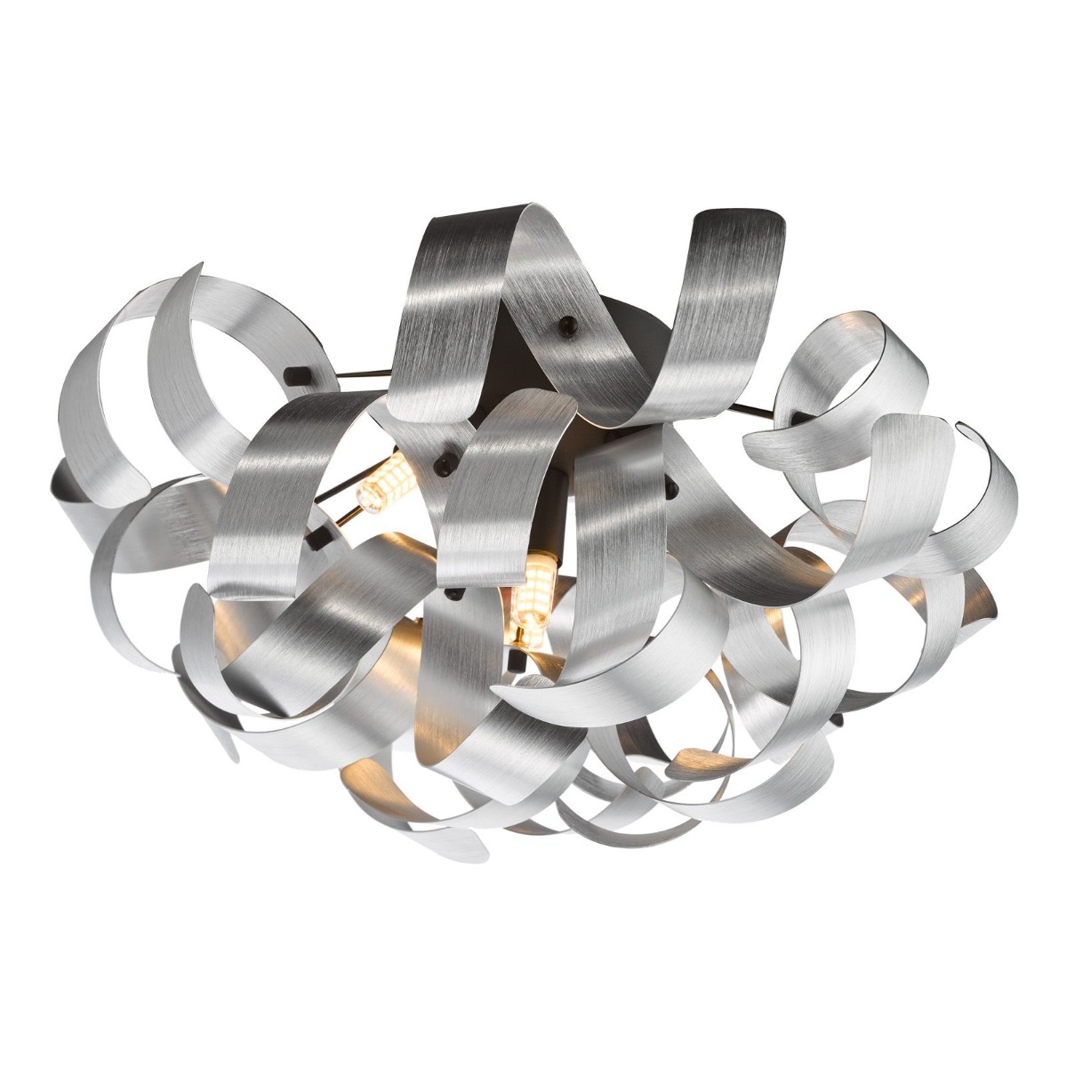 Dar Lighting Swash 4 Light Flush In Black Finish With Aluminium Ribbons