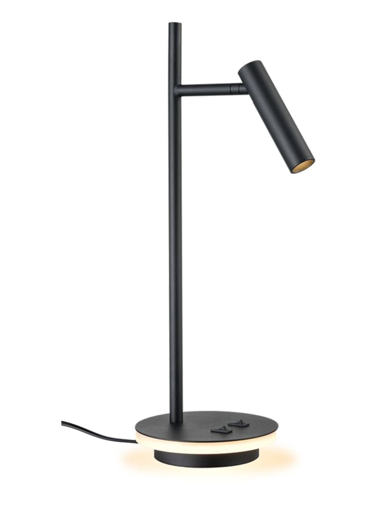 Leo Table Lamp In Black Finish With Reading Light And Illumination Around The Base T604