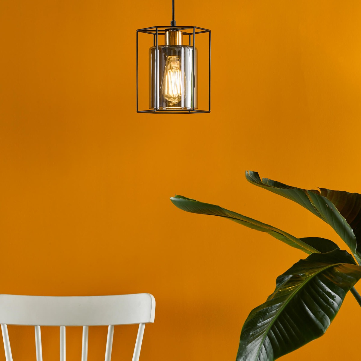 Dar Lighting Tatum Ceiling Pendant Light In Matt Black Finish With Smoked Glass