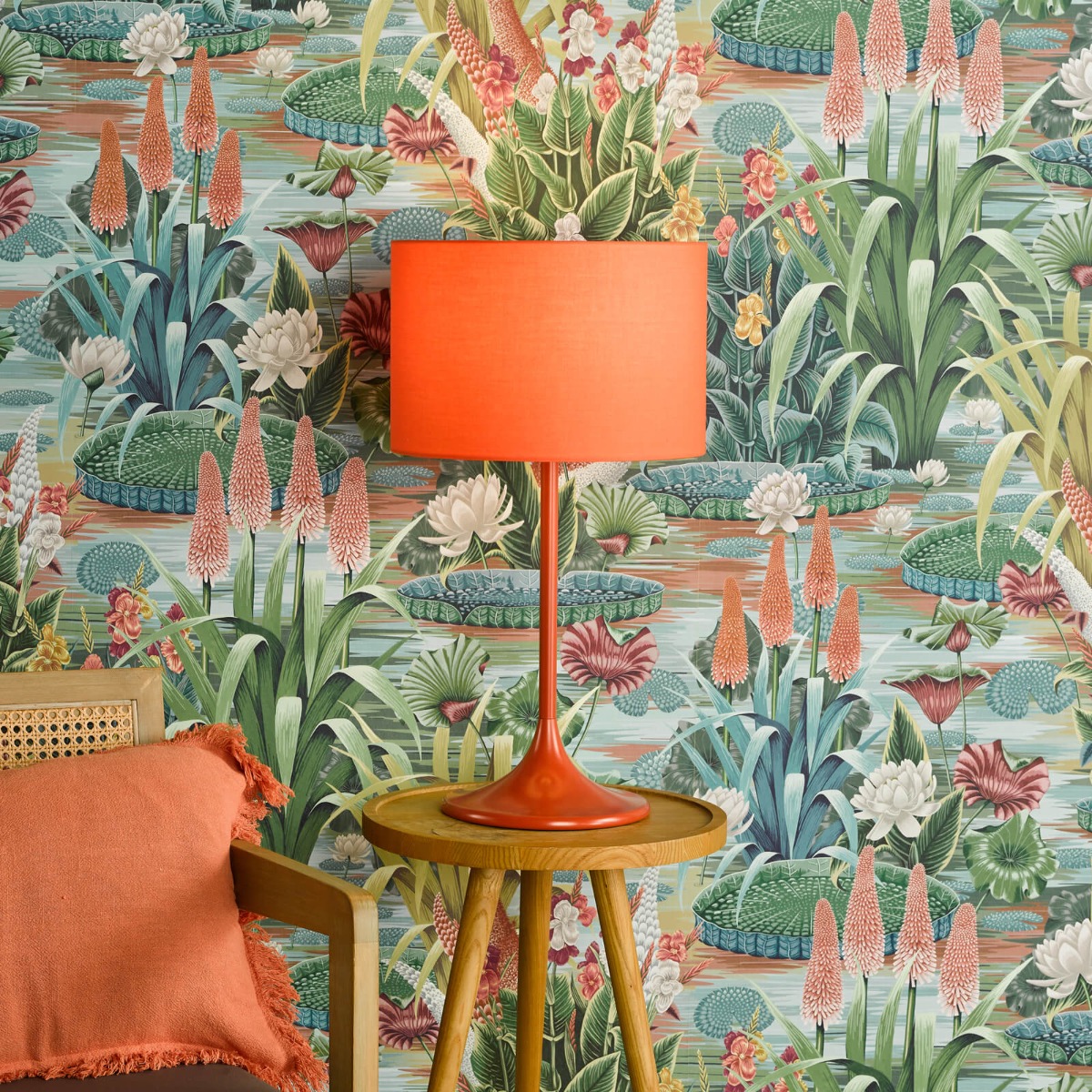 Dar Lighting Toledo Table Lamp In Satin Orange Finish With Shade