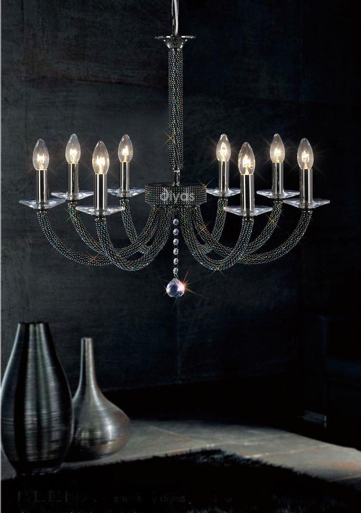 Diyas IL30478 Elena Ceiling Pendant Light in Black Chrome