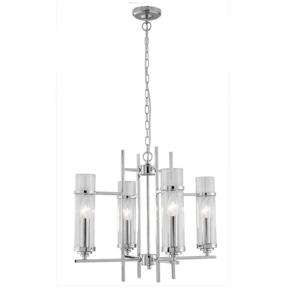 Searchlight 3094-4CC Milo 4 Light Chrome And Glass Pendant
