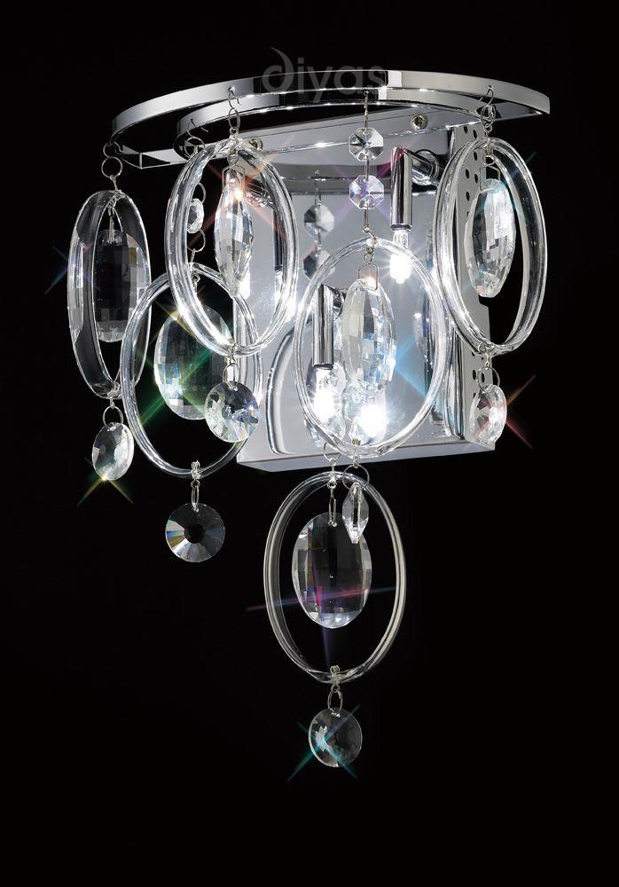 Diyas IL31350 Solana Glass and Crystal Wall Light in Chrome Finish
