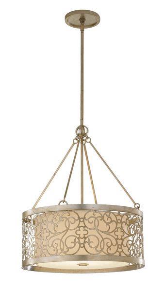 FE/ARABESQUE4 4 Light Silver Leaf Adjustable Chandelier