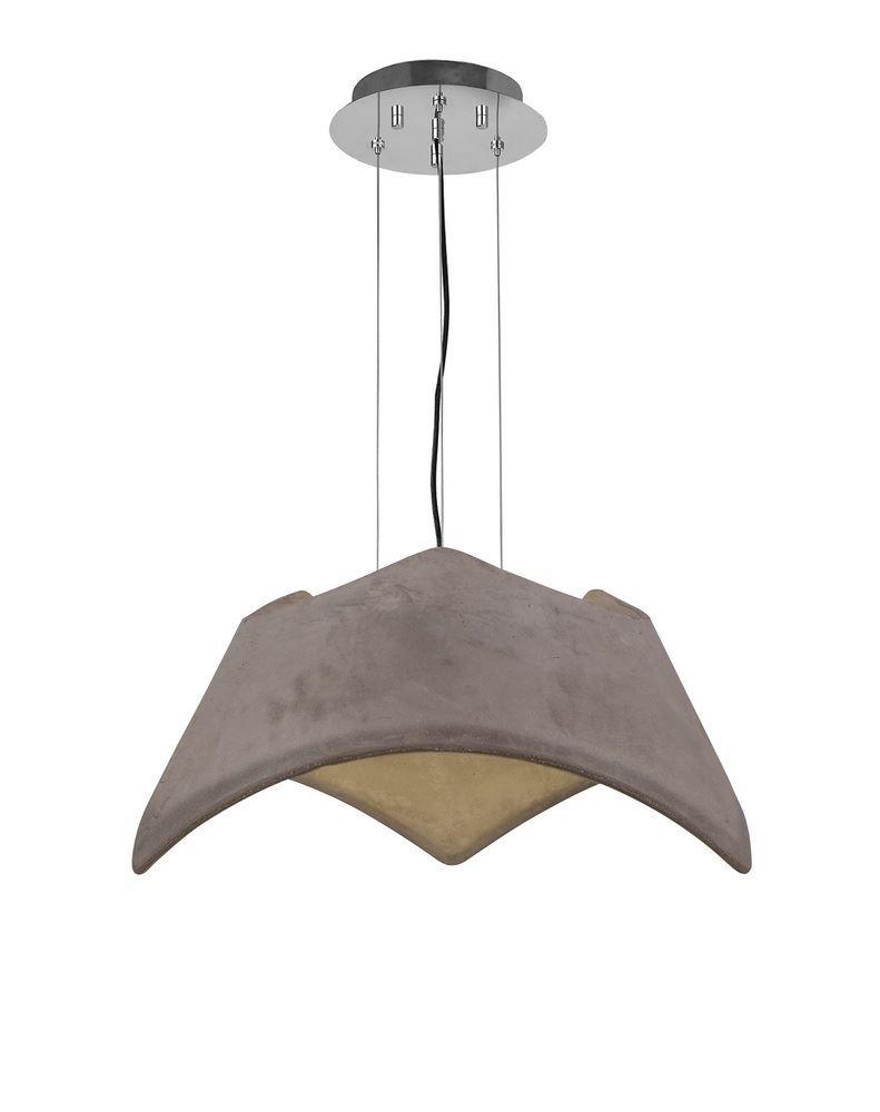 Mantra M4815 Maui 3 Light Ceiling Pendant Light In Chrome And Cement Effect