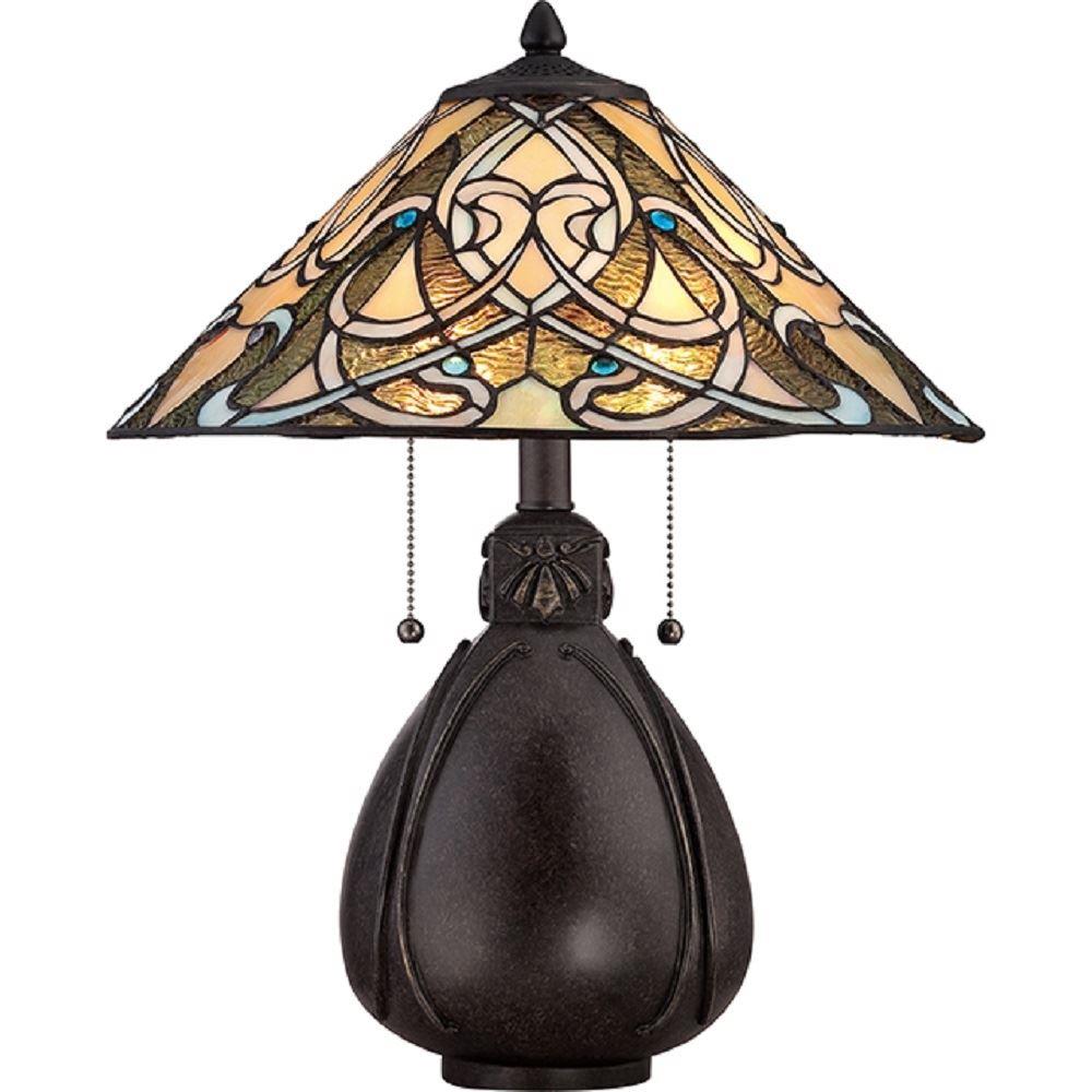 Image of QZ/INDIA/TL India Table Lamp In Imperial Bronze With Tiffany Glass Shade