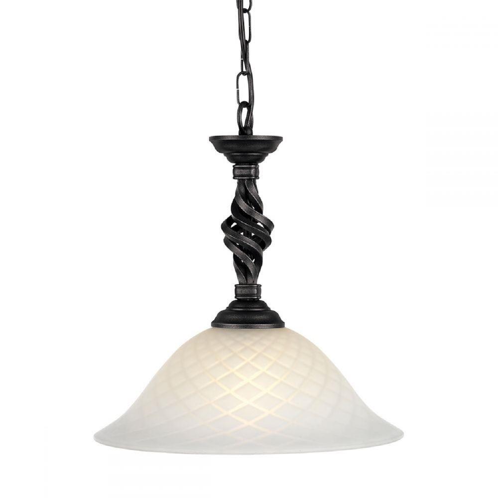 Elstead PB/P BLACK Pembroke 1 Light Ceiling Pendant In Black With Glass Shade