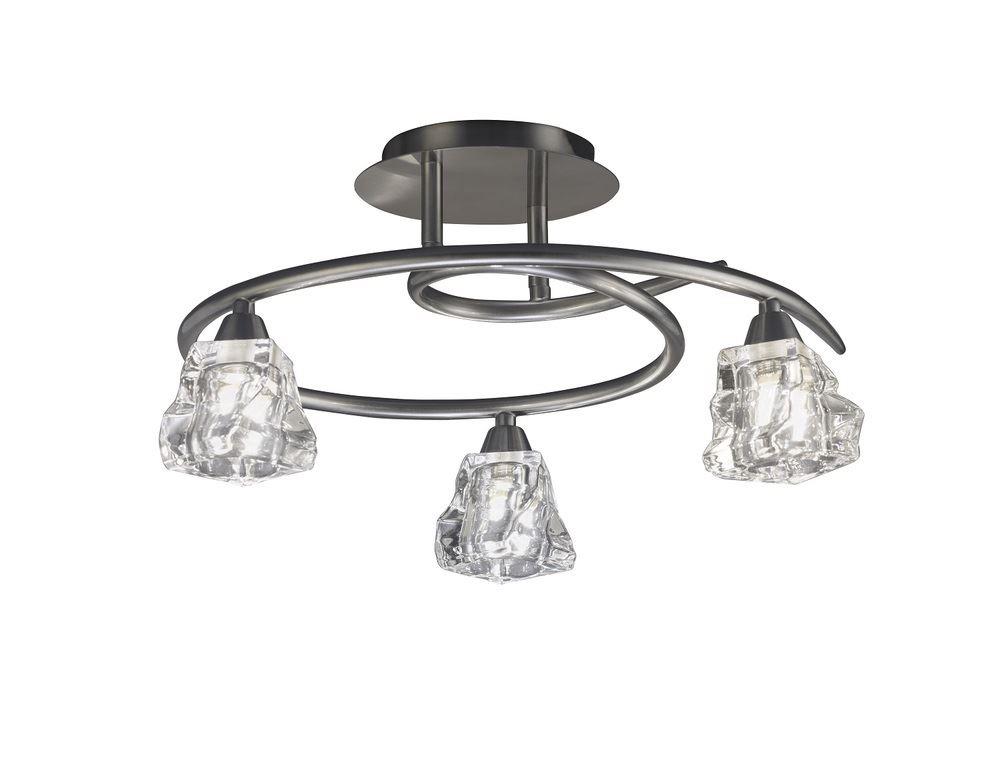 Mantra M3763 Iku 3 Light Semi Flush Ceiling Light In Satin Nickel