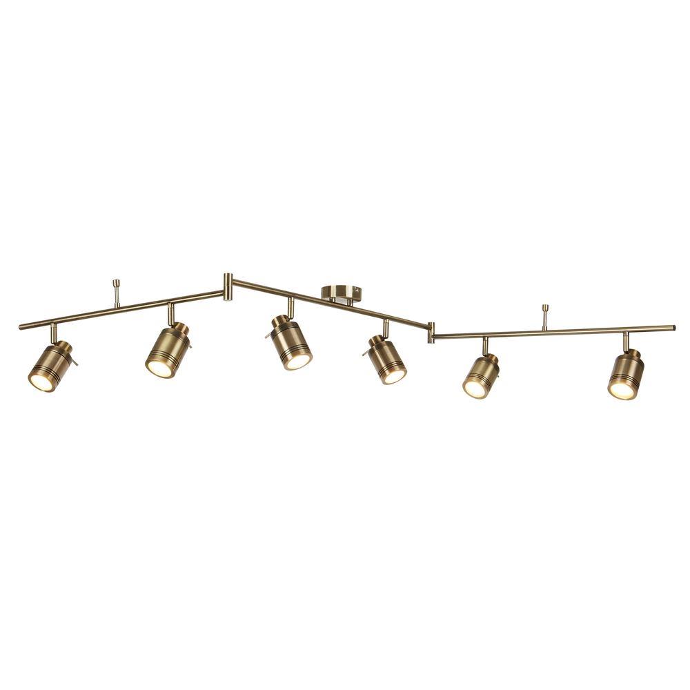 Searchlight 6606AB Samson Six Light Ceiling Bar Spotlight In Antique Brass