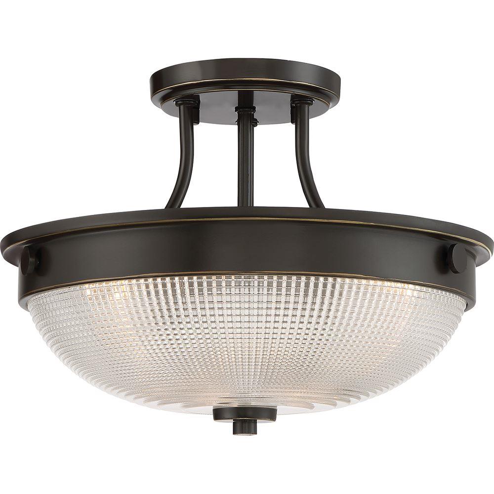 QZ/MANTLESFPN Mantle 2 Light Semi Flush Ceiling Light In Bronze