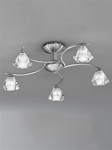 Franklite FL2294/5 Twista 5 Light Satin Nickel Semi Flush Light