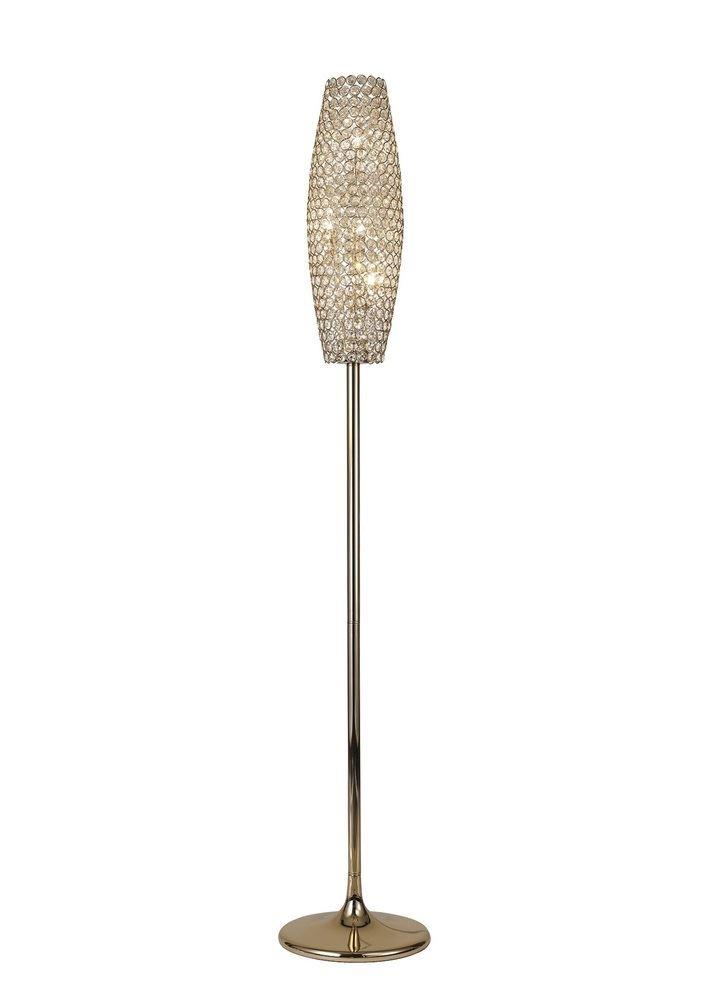 Diyas IL30768 Kos 4 Light Floor Light In French Gold And Clear Crystals