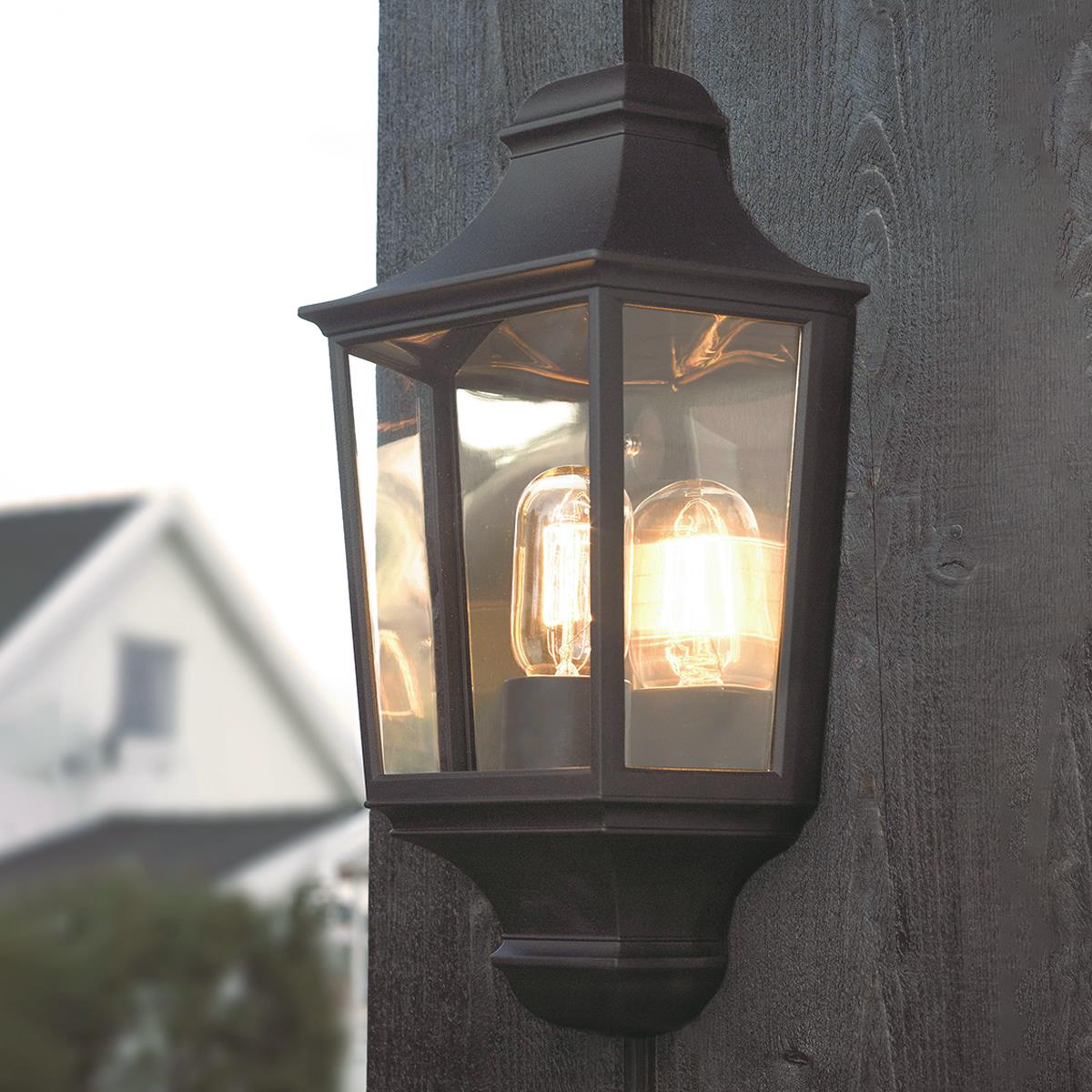 Norlys Turin T9 Exterior 1 Light Half Lantern Black IP54