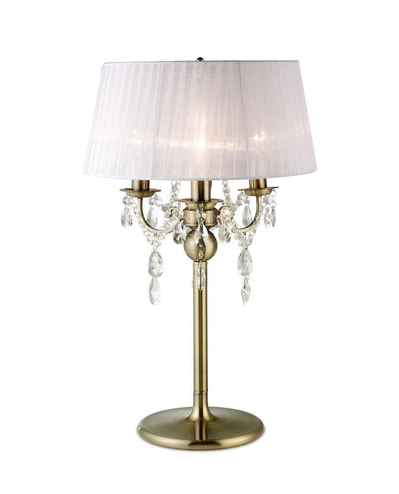 Image of Diyas IL30065/WH Olivia 3 Light Table Lamp In Antique Brass With White Shade