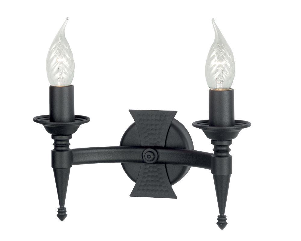 Elstead Saxon SAX2 BLK 2 Light Decorative Beaten Wall Light