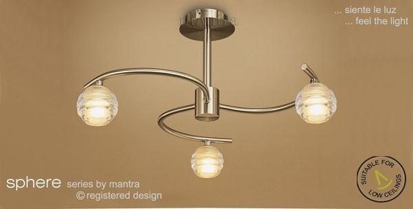 M8011 Sphere Antique Brass 3 Light Semi-Flush Ceiling Light