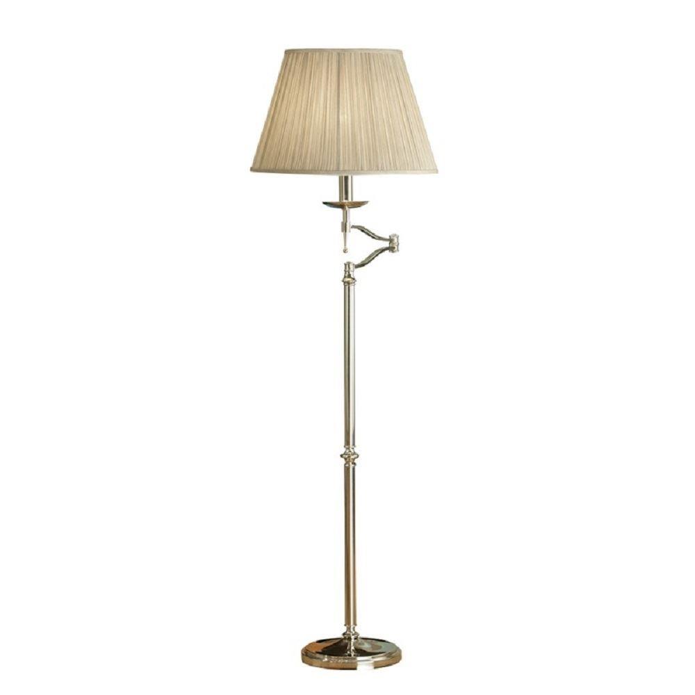Image of Interiors 1900 63623 Stanford Nickel Swing Arm Floor Lamp With Beige Shade In Nickel