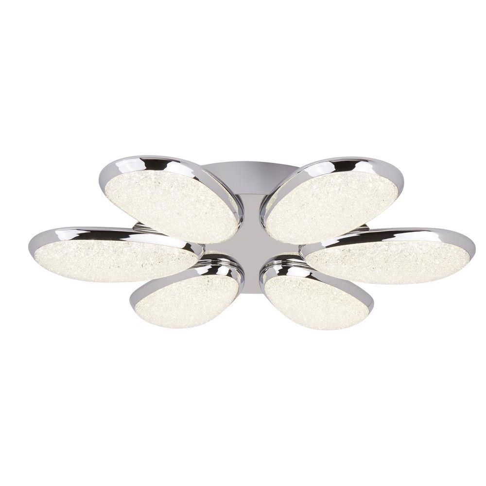 Searchlight 6216-6CC Lori Six Light Semi Flush LED Ceiling Light In Chrome With Crushed Ice Effect
