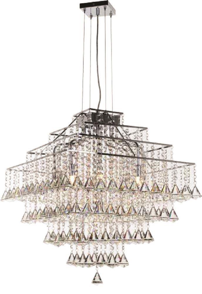 Impex CFH301171/10/CH Parma Square Ten Light Crystal Ceiling Pendant In Chrome