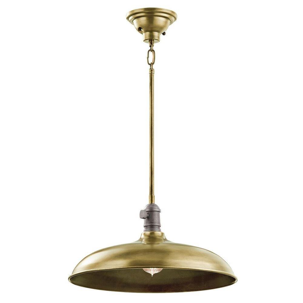 Image of KL/COBSON/P BR Cobson 1 Light Ceiling Pendant/Semi Flush Light In Natural Brass