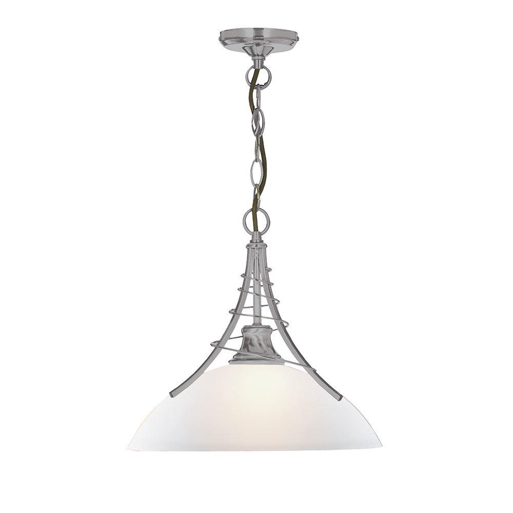 Image of Searchlight 5224SS Linea Modern Ceiling Pendant Light in Satin Silver with Glass Shade