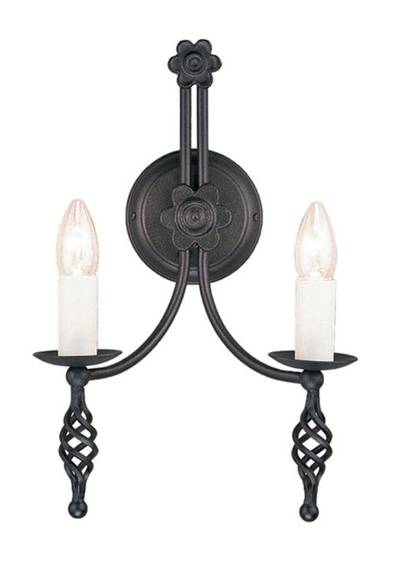 Elstead Belfry BY2 Double Wall Light In Black Wrought Iron