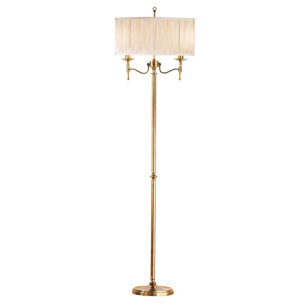 Image of Interiors 1900 63620 Stanford Antique Brass Floor Lamp With Beige Shade In Brass