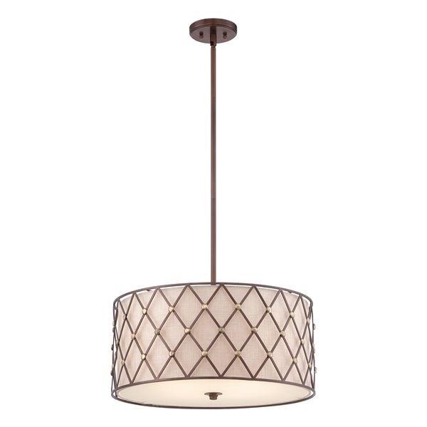 QZ/BROWNLATT/P/L Brown Lattice 4 Light Copper Large Ceiling Pendant