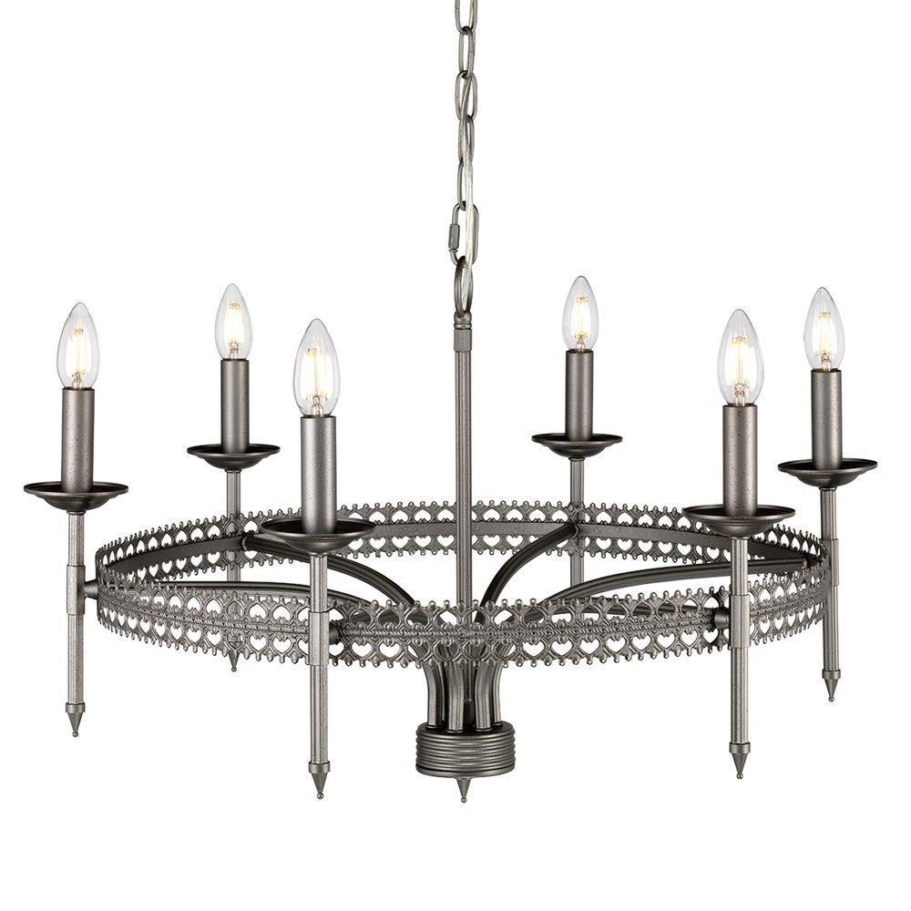 Elstead CROWN6 Crown 6 Light Chandelier Light In Iron Gate