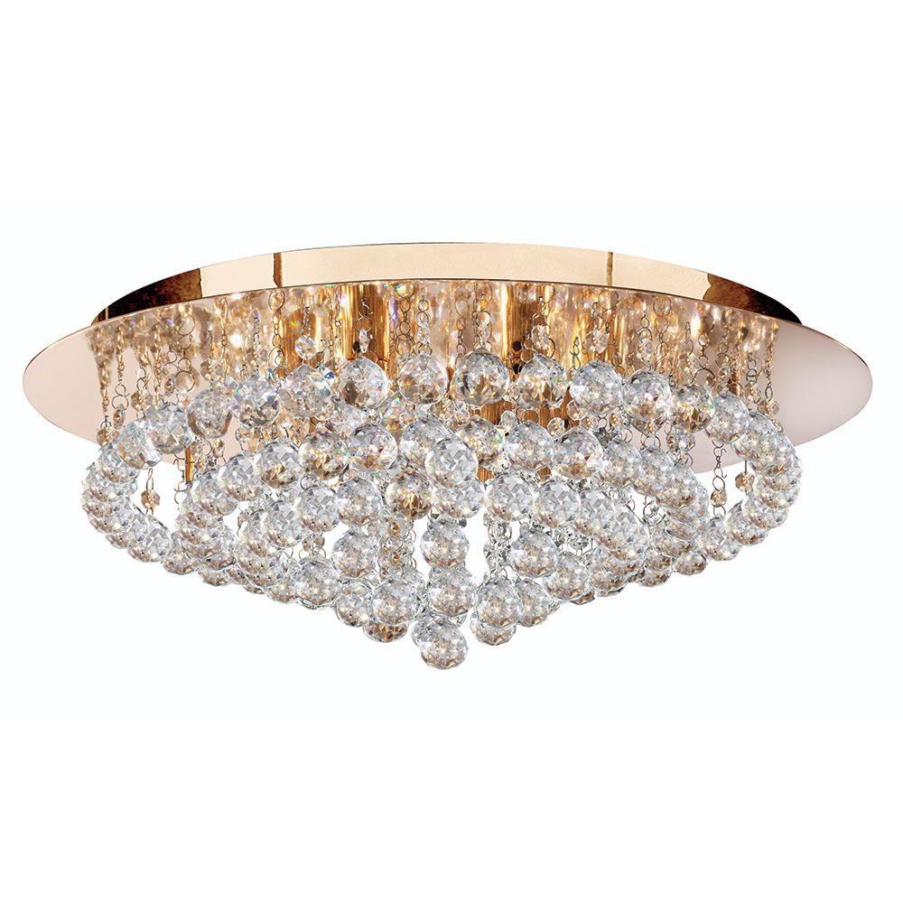 Searchlight 3408-8GO Hanna 8 Light Flush Ceiling Crystal Light
