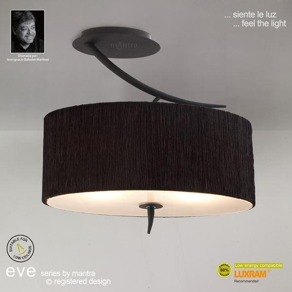 M1152/BS Eve Oval 2 Light Anthracite Semi-Flush With Black Shade