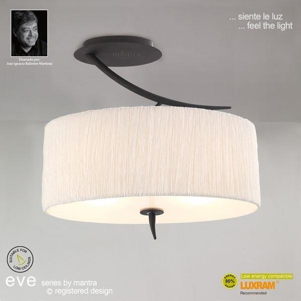 M1152 Eve Oval 2 Light Anthracite Semi-Flush With Ivory Shade