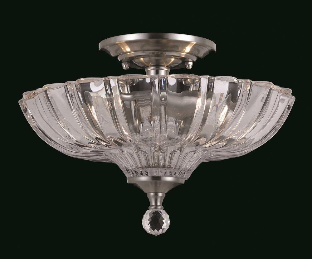 SC911241/D/CH Two Lt Glass Crystal Semi Flush Ceiling Fitting