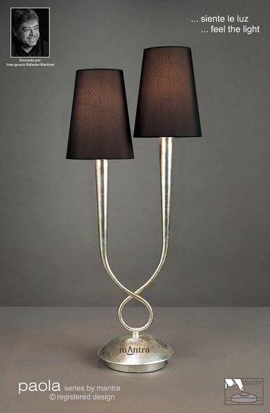 M0536 Paola 2 Light Silver Table Lamp With Black Shades