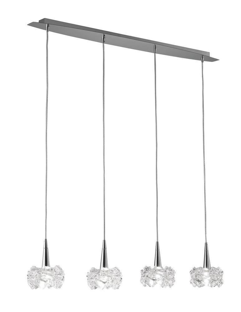 Mantra M3950 Artic 4 Light Linear Ceiling Pendant In Chrome With Clear Glass
