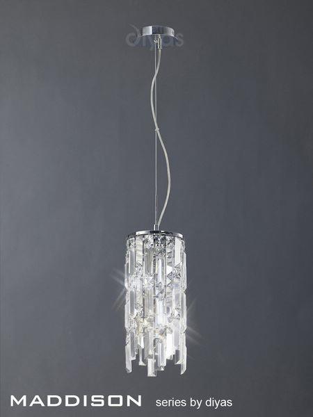 IL30253 Maddison 2 Light Chrome & Crystal Ceiling Pendant