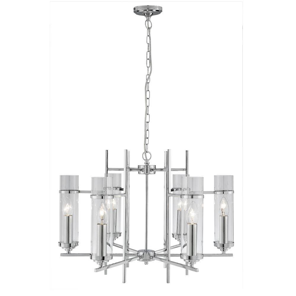 Searchlight 3096-6CC Milo 6 Light Chrome And Glass Pendant