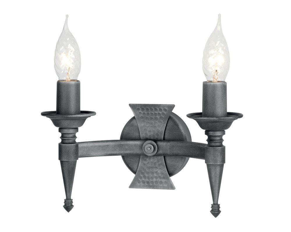 Elstead Saxon SAX2 BLK/SIL 2 Light Beaten Wall Light