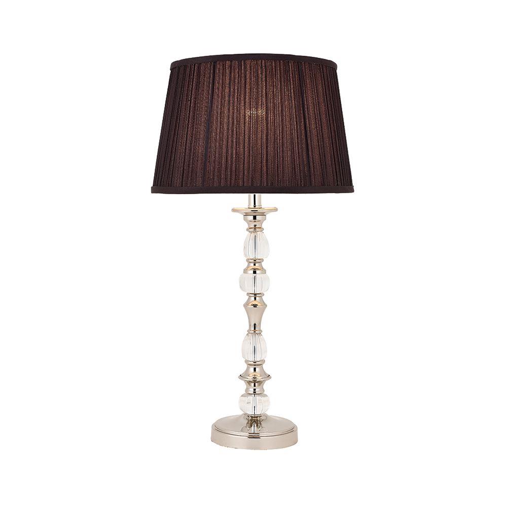 Image of Interiors 1900 70812 Polina Nickel Medium Table Lamp With Black Shade In Polished Nickel - H: 550mm