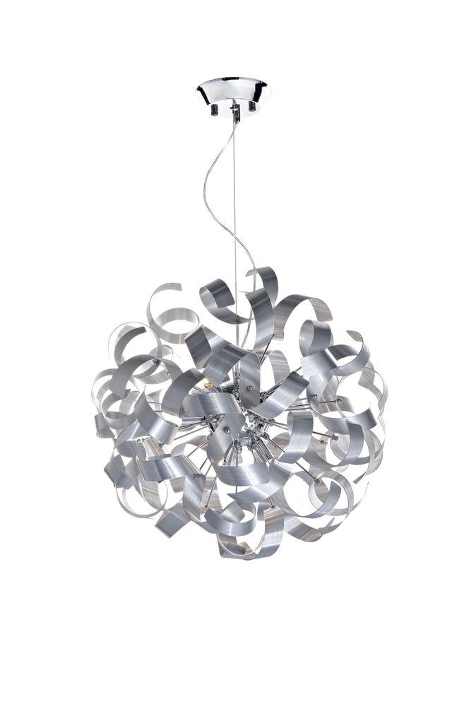 Dar RAW1350 Rawley 9 Light Aluminium Swirl Ceiling Pendant Light