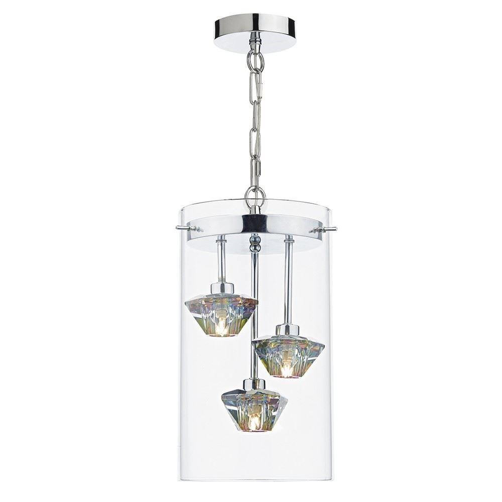 Dar DEC5308 Decade 3 Light Pendant Ceiling Light With Chain Suspension